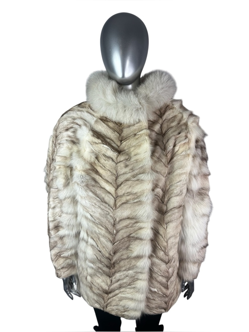 Blue FOX PAW Jacket w/Batwing Sleeve, Sz M/L, Certified Vintage Fur